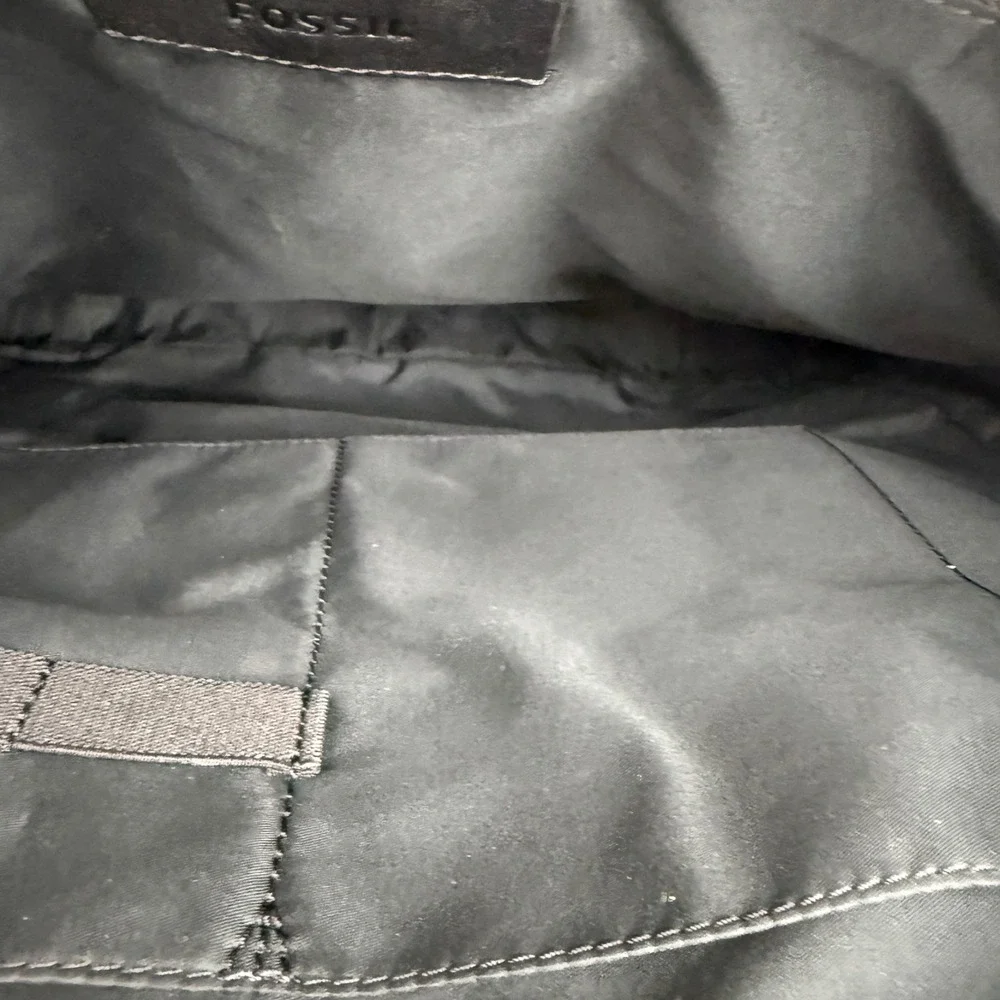 Fossil Haskell Workbag Black Leather Laptop Crossbody Tote Career Business - Picture 5 of 15